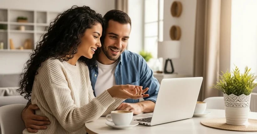 Pareja organizando sus finanzas